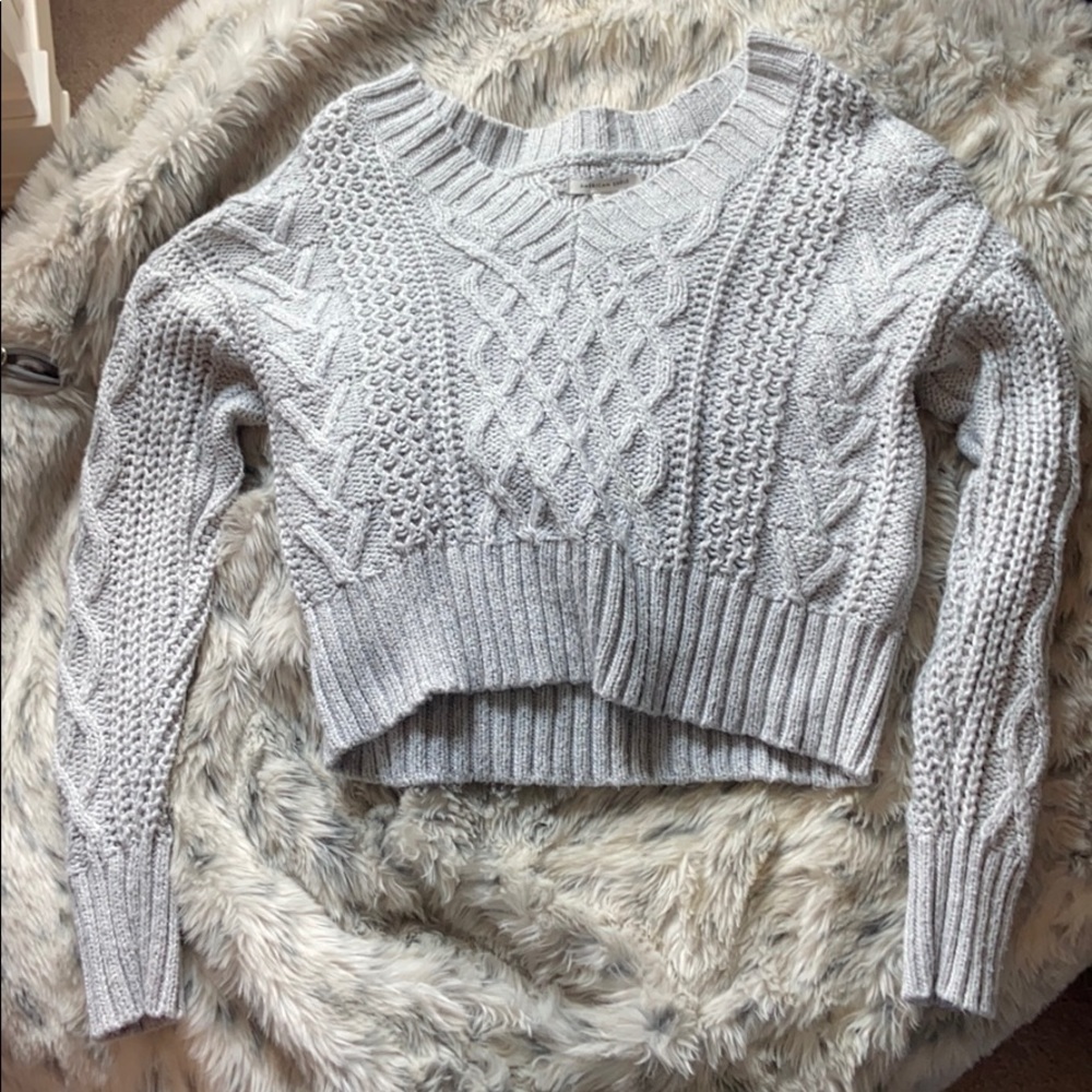 Grey Knitted Crop Sweater American Eagle, Medium